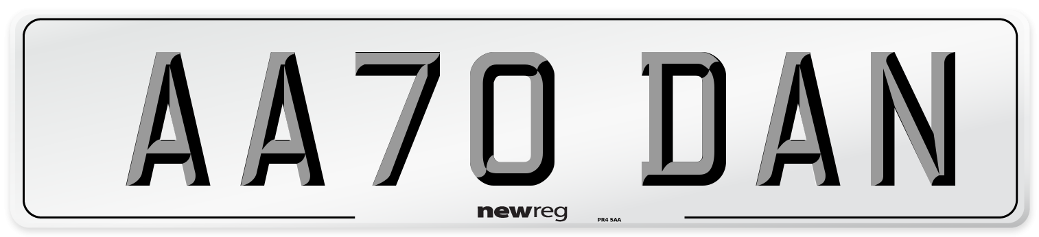 AA70 DAN Number Plate from New Reg